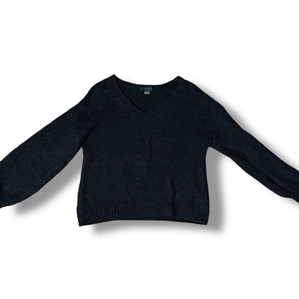 Sanctuary Charcoal Cozy Fuzzy Long Sleeve Size Large V-Neck Sweater - Picture 7 of 16